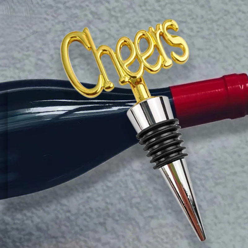  golden cheers Wine Stopper ,Wine Corker Sealer alloy Silicone Champagne Wine Bottle Stopper for Win