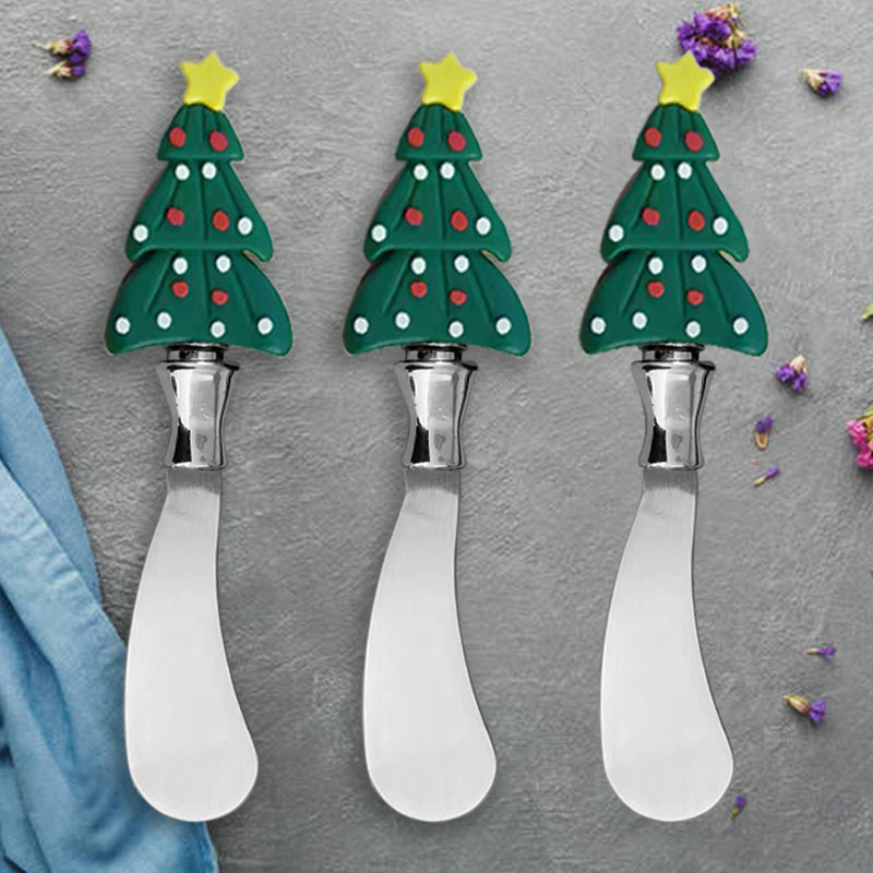 Butter Spreader Knife cutter Wide Blade Stainless Steel Spreader Knife with Christmas tree decorativ