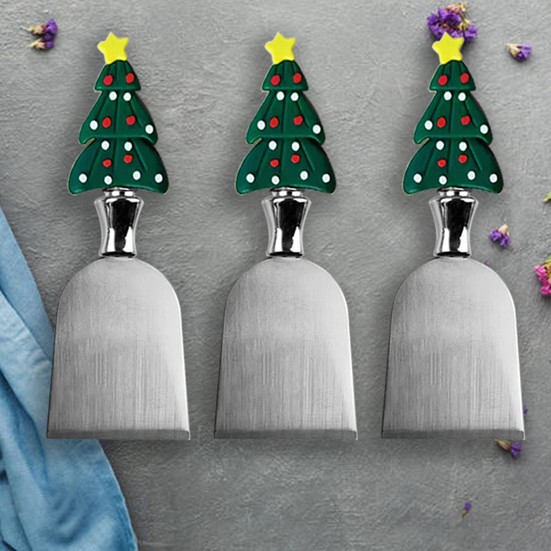 Butter Spreader Knife Wide Blade Stainless Steel Spreader Knife with Christmas tree decorative resin