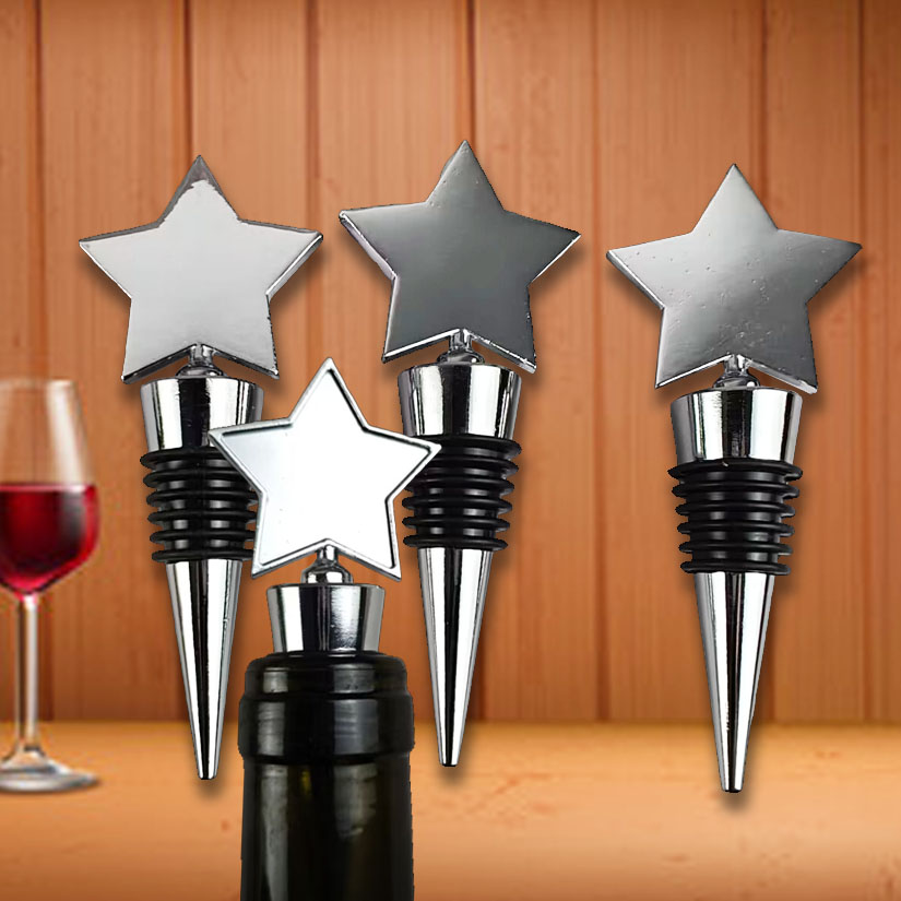 Wholesale Zinc Alloy Star Shape Wine Bottle Stopper, Metal Bottle Stopper for bars/hotels