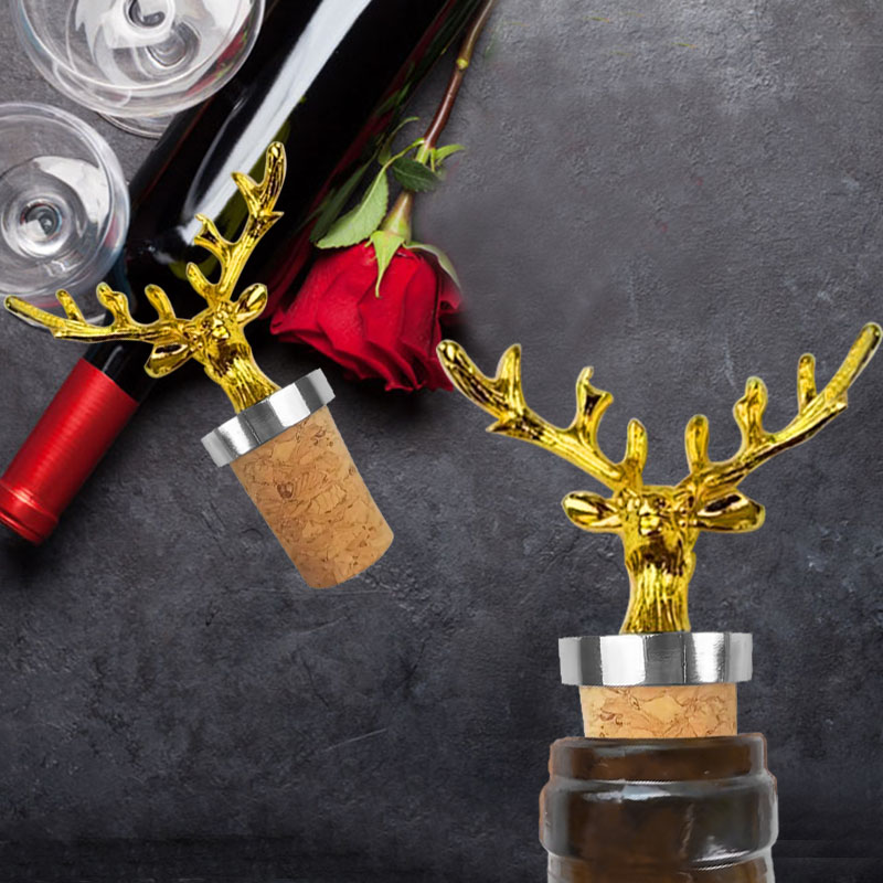 Wine Cork, Christmas Theme Elk Head Wine Stopper, Expanding Beverage Bottle Stopper, Preservation Re