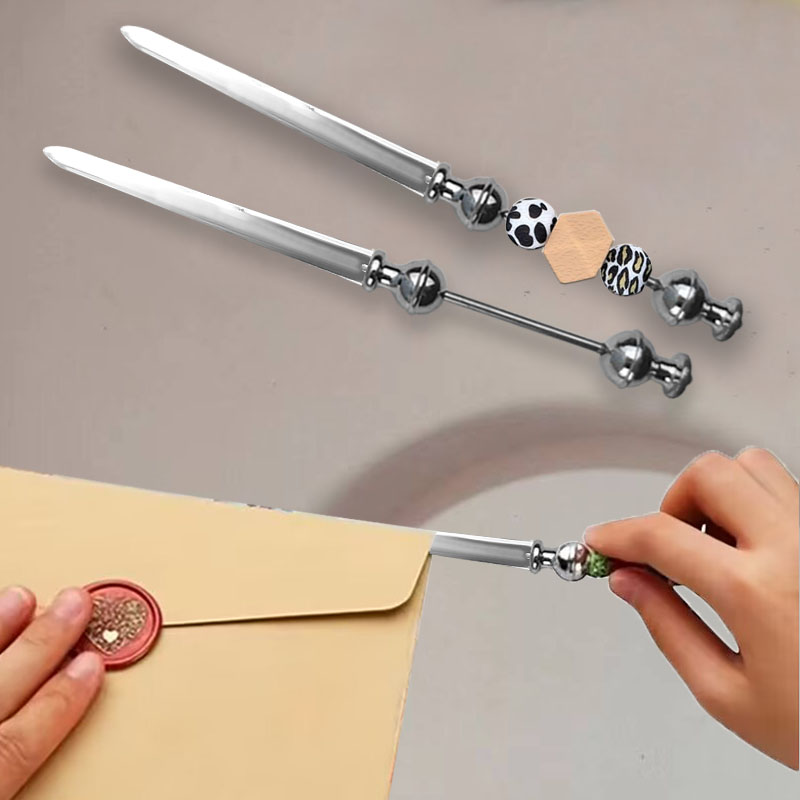 DIY beaded zinc alloy letter opener slitter, with envelope blade, packaging, Paper Cuttings small to