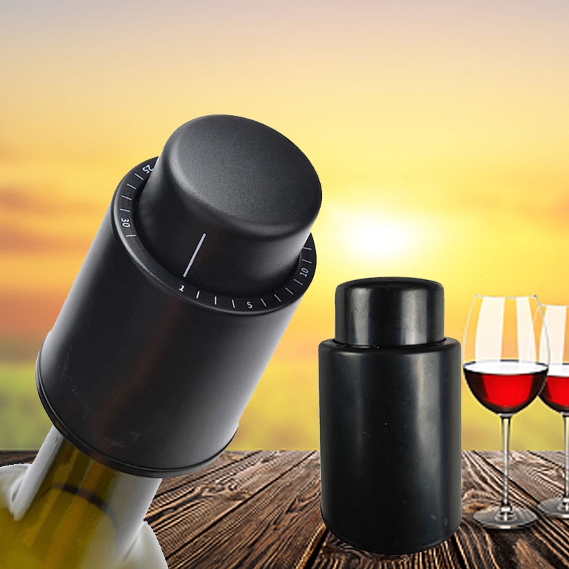 Vacuum Wine Bottle Stoppers ,Reusable Wine Preserver with Time Scale Record,Wine Corks Savers Vacuum